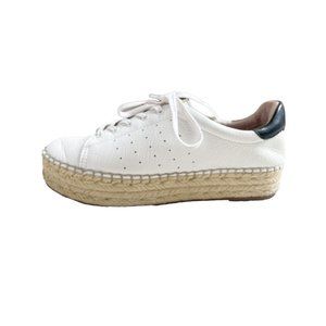 Vince Camuto Espadrille Platform Sneaker with White Pebbled Leather Size…